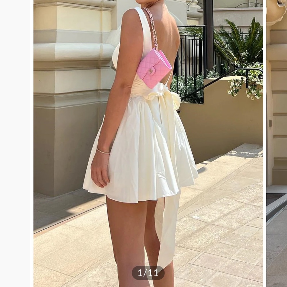 Commense Coastal Cowgirl white mini dress with bow - NEVER WORN